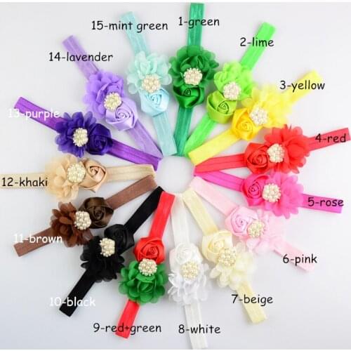 75 pcs/lot , Satin rosette and chiffon Flower headband