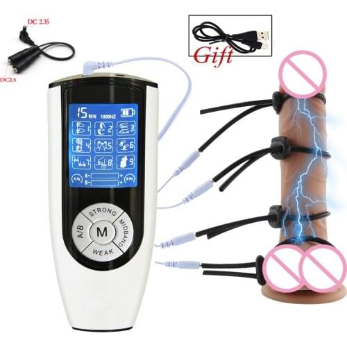 Bdsm Electro Shock Penis Ring Kit,Electric Stimulation Massage Cock Ring Silicone Delay Time Ring Medical Themed Sex Toy For Men