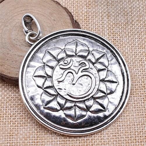 Free shipping 3pcs 61x77mm antique silver Buddhist lotus charms diy retro jewelry fit Earring keychain hair card pendant
