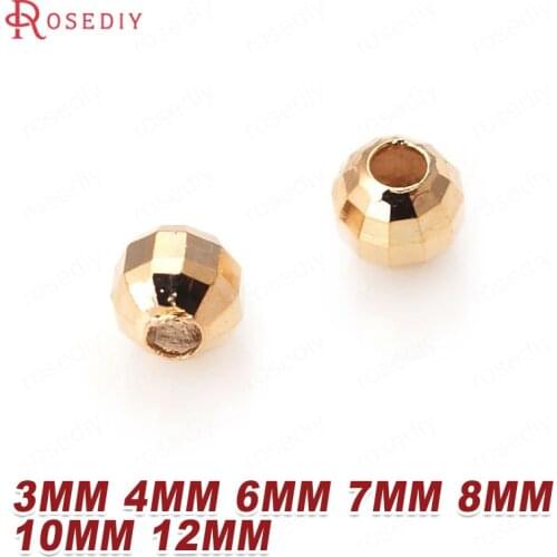 3MM 4MM 6MM 7MM 8MM 10MM 12MM 24K Champagne Gold Color Brass Faceted Beads Spacer Beads High Quality Diy Jewelry Accessories