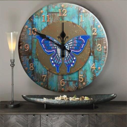 DIY Diamond Painting 5D Clock DIY Full Drill Butterfly Special Shape Diamond Painting Cross Stitch Wall Clock Home Wall Decor