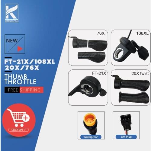 Electric Bicycle Thumb Throttle Lef/Right Side 24V-72V e-Bike Whole Throttle Half Twist Throttle Handle For Ebike Conversion Kit