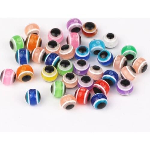 400Pcs Random Mixed Eye Stripe Round Resin Spacer Beads 8mm For Jewelry Making DIY Findings Accessories For Bracelets