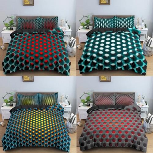 Realistic 3D Spot Duvet Cover Comforter Bedding Set Lattice Dot Pattern Adult Child Comfortable Quilt Cover Pillowcase 2-3Pcs