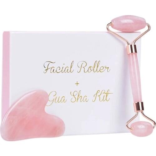 Slimming Face Massager Rose Quartz Roller Natural Jade Facial Massage Roller Stone Skin Massage Face Massager Lifting Tool