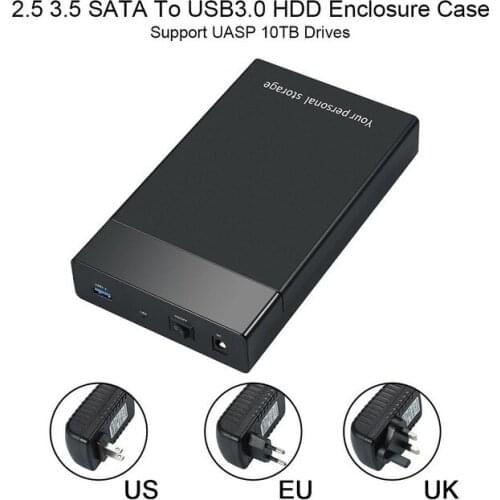 5Gbps USB 3.0 Mobile Hard Disk Box 2.5 3.5 Inch SATA Supports VariousMechanical Hard Drives and Solid State Drives (SSD)