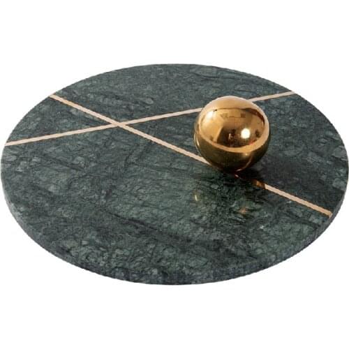 Marble round Dark Green Light Luxury Dining Table and Tea Table in Living Room Soft Decorative Ornaments