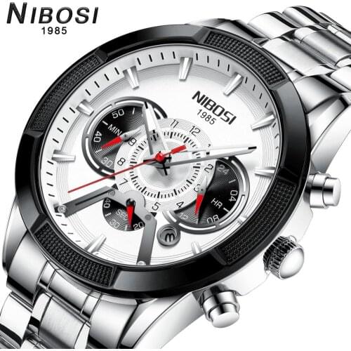 NIBOSI Watches mens Luxury Brand Quartz Clock men Casual sport watch Waterproof Wristwatches Stainless Steel Relogio Masculino