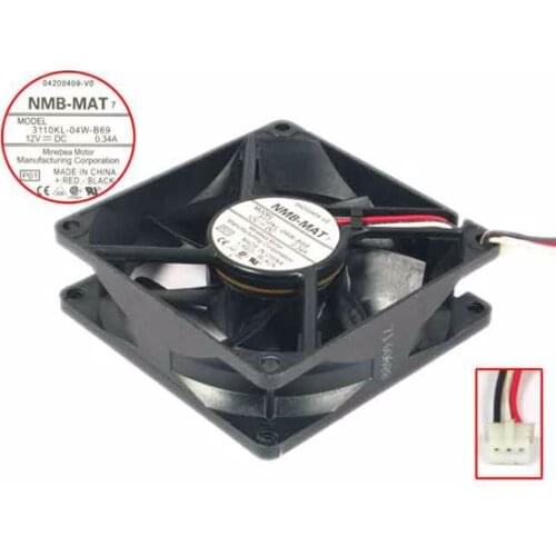 NMB-MAT 3110KL-04W-B69 P01 Server Cooling Fan DC12V 0.34A 80x80x25mm 3-wire