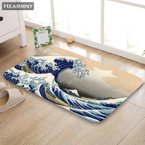 HEARMNY New Arrival Doormat Ukiyo E Home Mat Machine Made Anti Slip Carpet Living Room/Hallway Bath Mat For Kids Gift