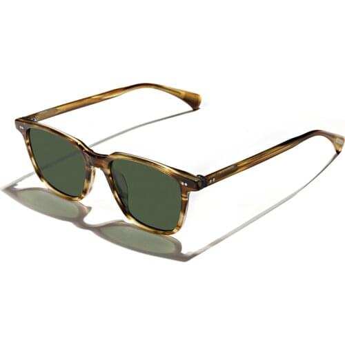 Vintage Polarized sunglasses driving fishing eyeglass men and women retro clear square Anti-UV400 sun glasses holder with case