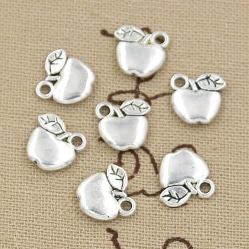 30pcs Charms Apple 10x10mm Handmade Craft Pendant Making fit,Vintage Tibetan Bronze Silver color,DIY For Bracelet Necklace