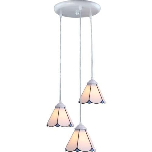 Tiffany Dining Room Pendant Lamp Mediterranean Bar Counter Glass Shade Pendant Lamp Restaurant Romantic Pendant Lighting Lamp