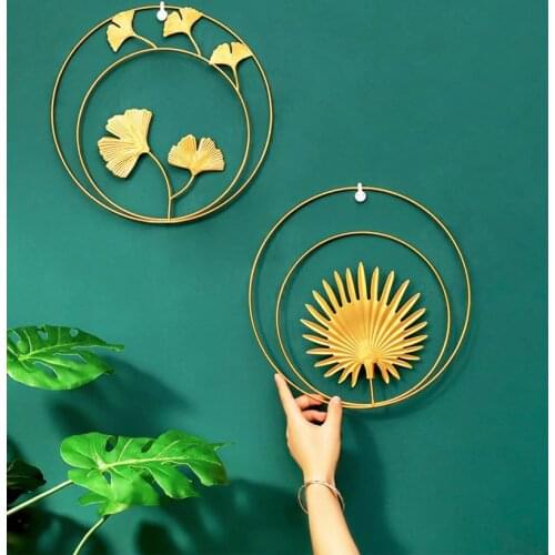 Nordic Style Wall Hanging Wrought Iron Ginkgo Leaf Wall Decoration Background Living Room Bedroom Wall Decoration Pendant