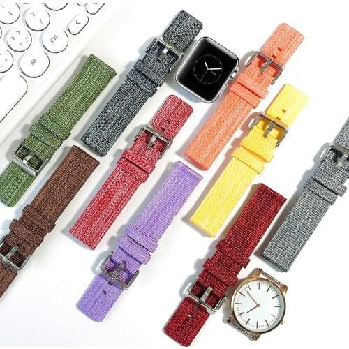 Canvas Strap For Apple Watch Band 18mm 20mm 22mm Leather Wrist Bracelet Luxury Leather Bands Replacement Watchband Strap