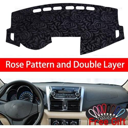 Rose Pattern For Toyota vios 2014 2015 2016 2017 Dashboard Cover Car Stickers Car Decoration Car Accessories Interior Car Decals