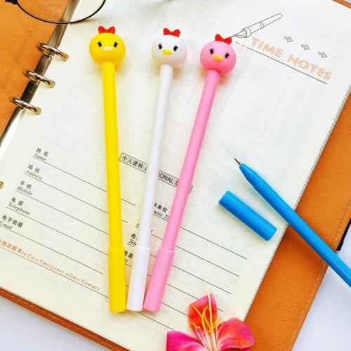 24 Pcs Creative Cute Pen Cartoon Bow Duckling Gel Pen Black Student Stationery Office Supplies Kawaii School Supplies Stationery