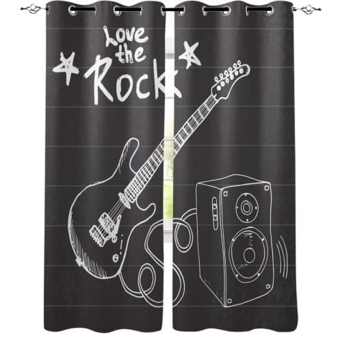 Blackboard Rock Music Bedroom Kitchen Curtain Modern Home Decoration Children Window Curtains for Living Room Decorative
