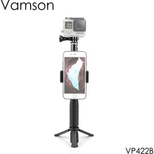Vamson for Gopro Accessories Tripod Monopod Mount Camera Grip Phone Clip Extension Arm Tripod for Gopro Hero 7 6 5 4 VP422A