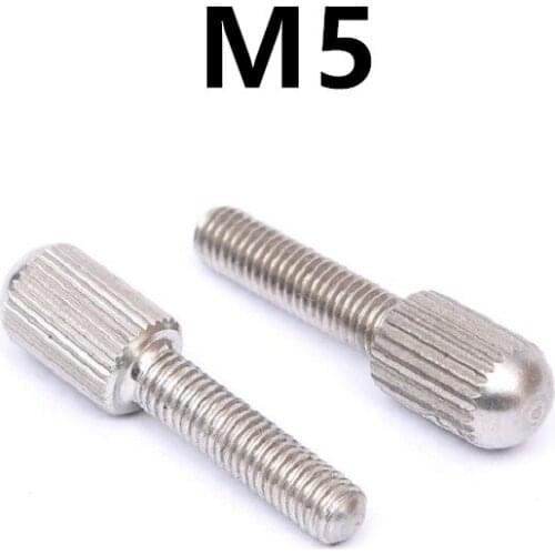 20PCS M5x10/12/16/20/25/30mm GB836 Stainless Steel Knurled Screws With Small Head Thumb Screw Hand Tighten Curtain Lock Screws