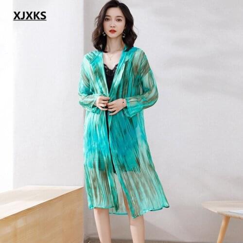 XJXKS 2021 summer new fashion hooded women sun protection clothing loose plus size ultra-thin long cardigan women coat