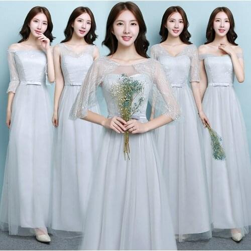 Plus Size Women Elegant Dusty Blue Purple Gray Pink Champagne Lace Guest Party Junior Long Dress Women Party Summer Dress