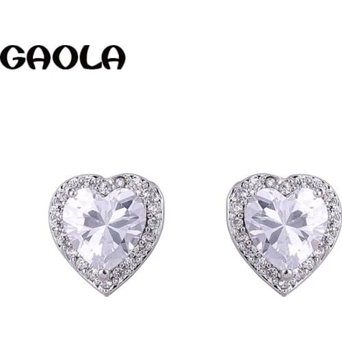 GAOLA High Quality Beautiful Heart Shape Cubic Zirconia Stud Earrings For Women Girls GLE4335