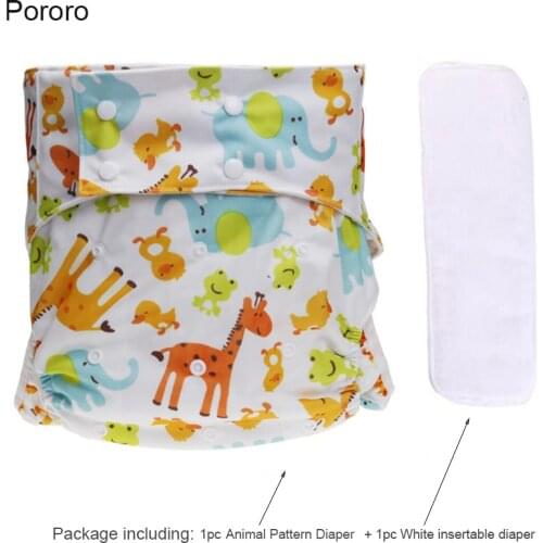 1Set Adult Cloth Diaper Washable Breathable Adjustable Pocket Diaper Reusable Animal Diapers Mat Waterproof Adult Diaper D50