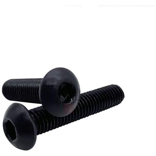 100pcs 1/4-20 UNC allen bolts button head socket cap drive dome male screw full thread pitch black carbon steel 5/16"-2" length