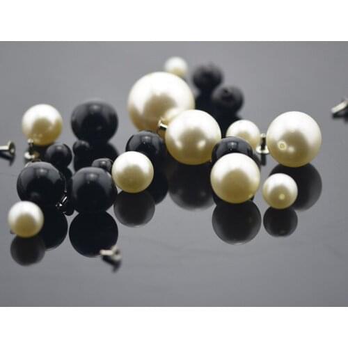 100pcs 8mm White Black Pearl Rivets Round Head Acrylic Rivet Spikes for Wedding Dresses Pants Hat Bag Shoes Crafts Decoration
