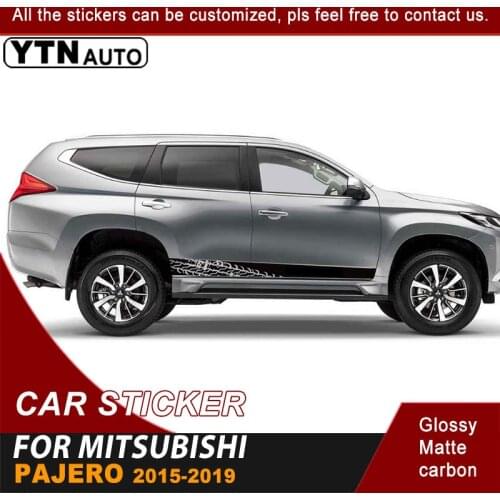 2 Pcs Side Door Body Car Stickers Mud Tire Tracks Stripe Graphic Vinyl Car Decals For Mitsubishi Pajero 2015 2016 2017 2018 2019
