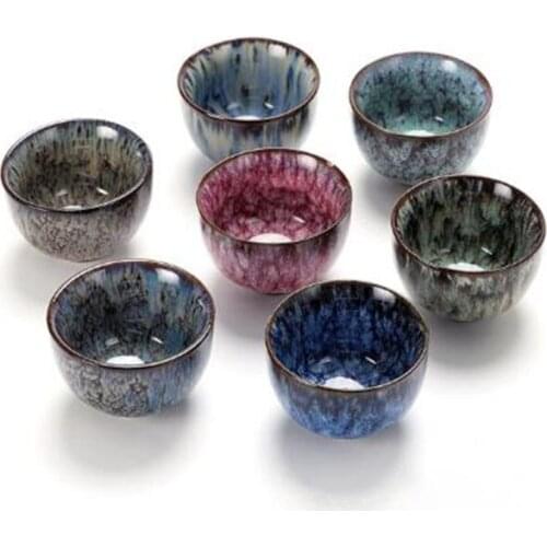 2pcs/set Ceramic Single Tea Cup Kungfu Tea Set Kitchen Drinkware Kiln Change Tianmu Glaze Teacup Tea Bowl 50ml