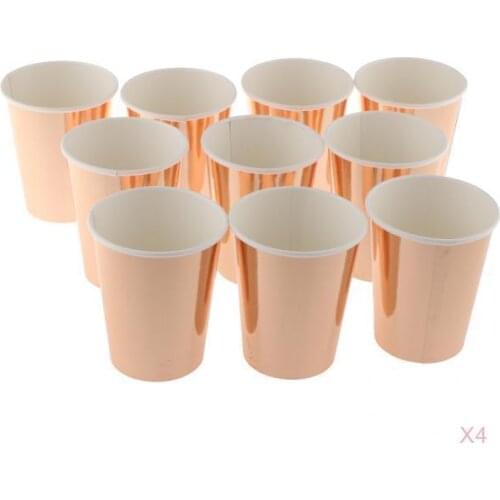 40pcs Rose Gold Disposable Paper Cups Wedding Birthday Party Tableware