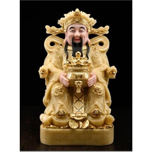 40cm LARGE 2021 High grade home shop efficacious Talisman Mascot god of wealth CAI SHEN YE jade gilding carving Sculpture statue