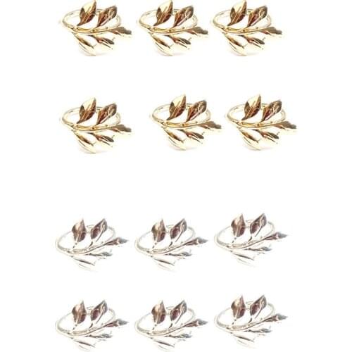 6Pcs Fall Leaves Napkin Rings Christening Metal Wedding Gifts Party