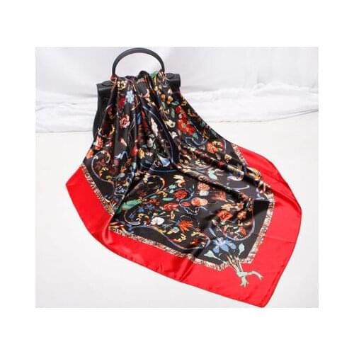 90*90cm New Bird Flower Printed Scarf Womens All-match Fashion Large Square Scarf Decorative Shawl women