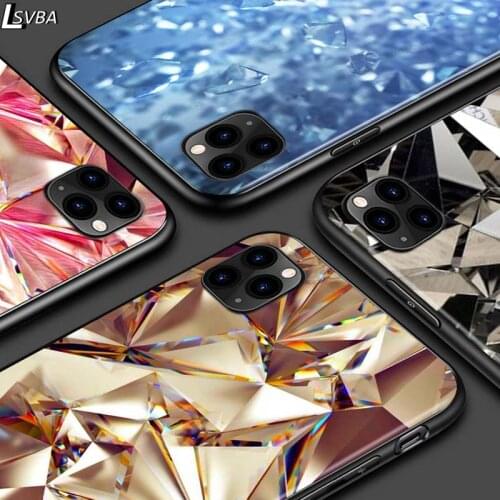 Diamond Pieces For iPhone 12 Pro Max Mini 11 Pro XS Max X XR 6S 6 7 8 Plus 5S Bright Black Phone Case