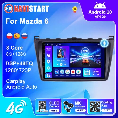 6G 128G Autoradio Car Radio Player for Mazda 6 2008-2015 Android 10.0 Car Radios with Navigation GPS Stereo Bluetooth Antena