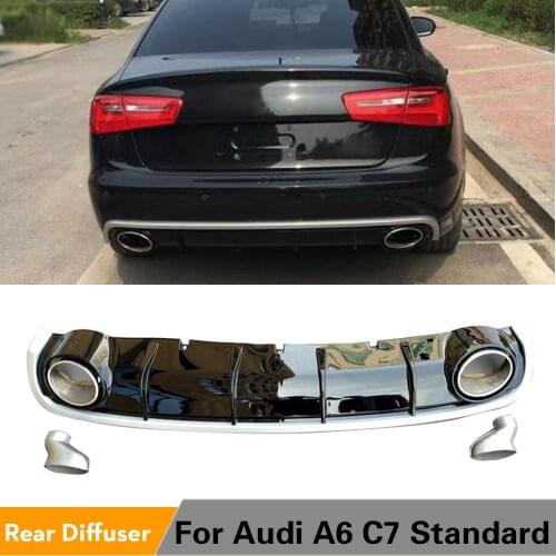 Gloss Black Car Rear Bumper Diffuser Lip Spoiler for Audi A6 C7 Standard Sedan 4 Door 2012 - 2016 Rear Bumper Spoiler Non S6 RS6