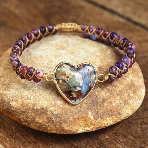 Imperial Beads Heart Shape Charm Bracelets Handmade String Braided Bracelets Lover Wrap Bracelet Women Men Jewelry Dropship