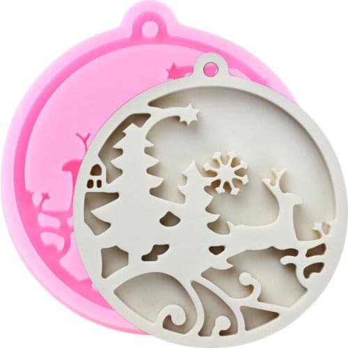 Disney Christmas Tree Snowflake Keychain Silicone Molds Necklace Jewelry Epoxy Resin Mold Cupcake Chocolate Candy Fondant Moulds