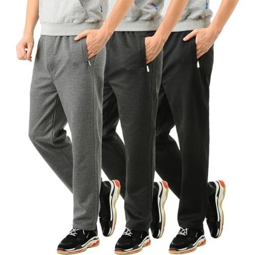 Spring Men Casual Pants Loose Elastic band Sweatpants Men Basic Trousers Tracksuit Bottoms thin Sportswear zipper Straight Pants