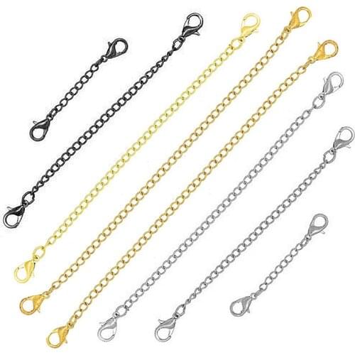 5pcs Stainless Steel Necklace Extension Chain Bulk Bracelet Extended Lobster Buckle Chains Tail Extender for DIY Jewelry Making