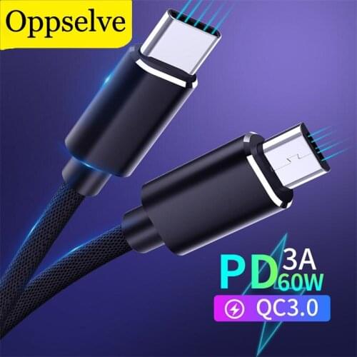 For Huawei Samsung Usb C To Micro USB Cable Wire Fast Charging Mobile Phone Charger Cord for Macbook Xiaomi PD 60W QC4.0 Cable