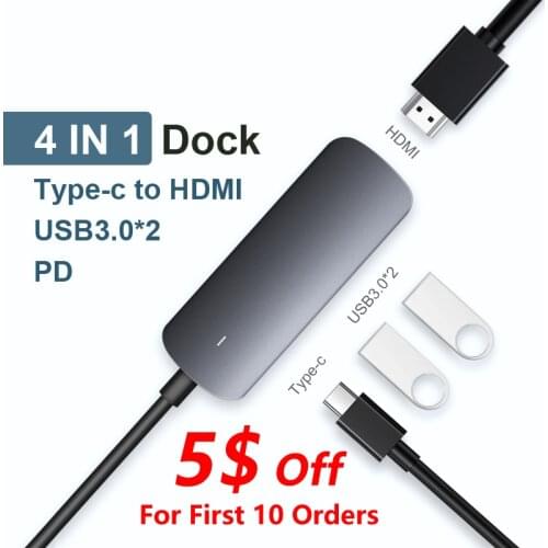 USBC To USB3.0 HDMI PD Charging Type-C Hub Docking Station Multi Dock For Macbook Pro Aluminium Alloy Adapter Splitter LED