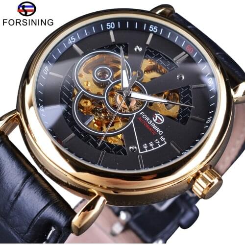 Forsining Men Of Taste Series Transparent Men Automatic Self Wind Wrist Watches Top Brand Luxury Skeleton Mechanical Men Watch