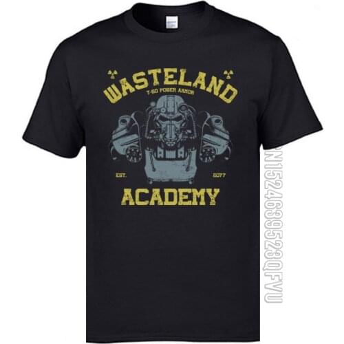 Fallout T-60 Academy Game Tshirt Mens 100% Cotton Fabric Autumn Round Neck T Shirts 2020 Funny Tee-Shirts Print 3D