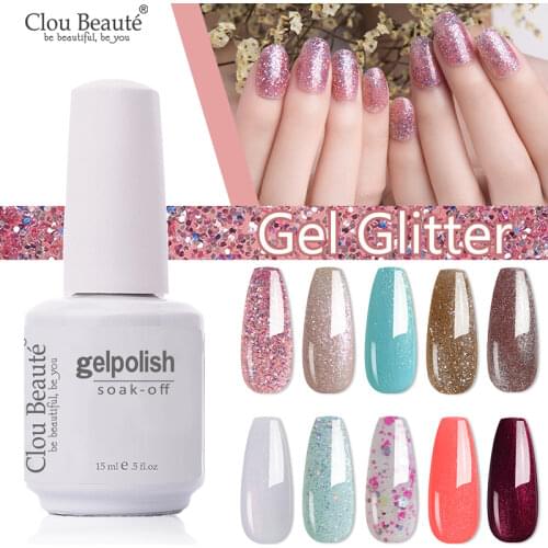 Clou Beaute 15ml Top Base Coat Glitter Nail Gel Polish Vernis Semi Permanent UV Lakiery Hybrydowe Builder Gel Nail Glue Nail Art