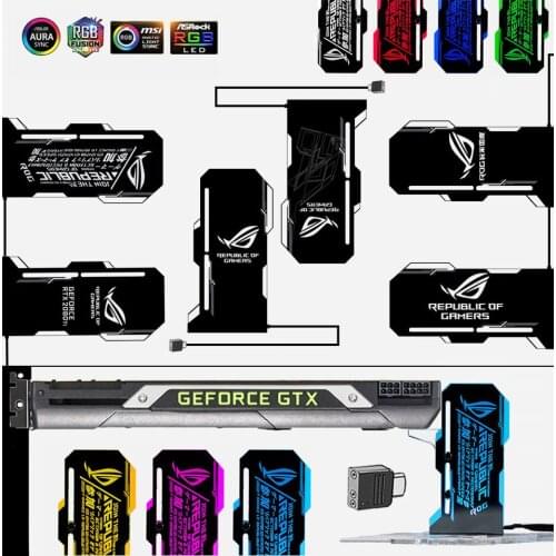 Graphics Computer Case ARGB +5V/3PIN AURA Synchronous Symphony #ROG/RTX/Ti LED Luminous Pollution Lamp Card Support Decoration