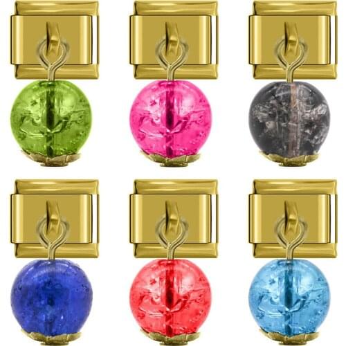 Hapiship 2019 Original Daisy 6 Color Crystal Gold Italian Charm Fit 9mm Bracelet Stainless Steel Jewelry DIY Making DJ081